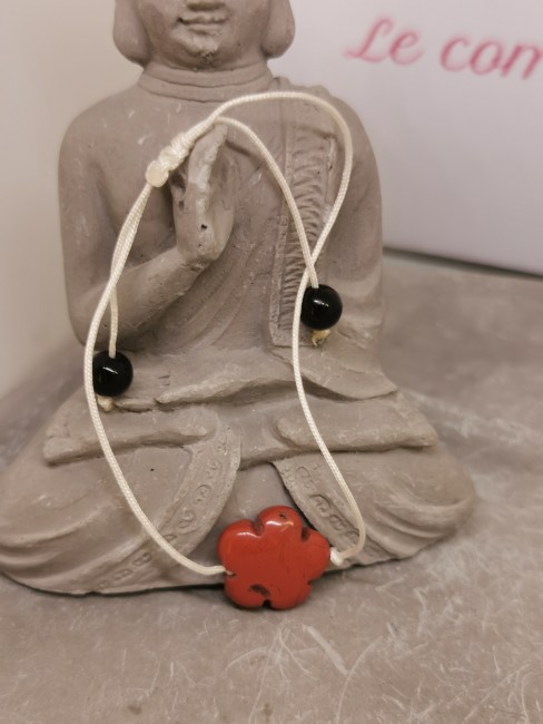 bracelet jaspe rouge fleur