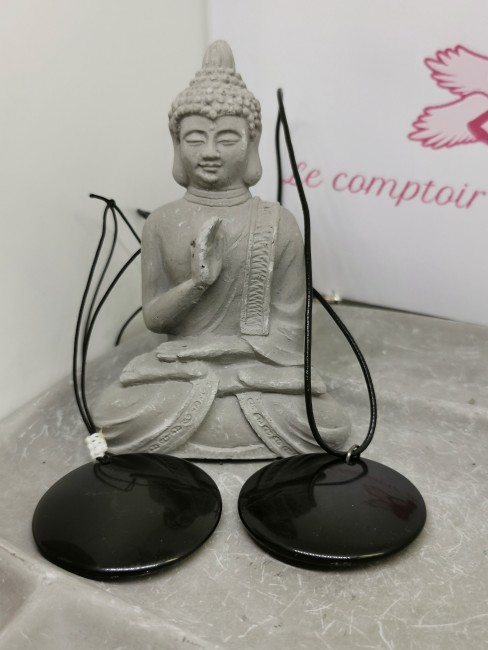 Pendentif Pierre Naturelle Noire Pendentif obsidienne sur cordon noir