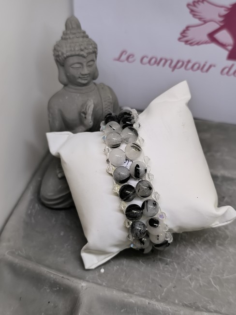 Bracelet élastique quartz rutile