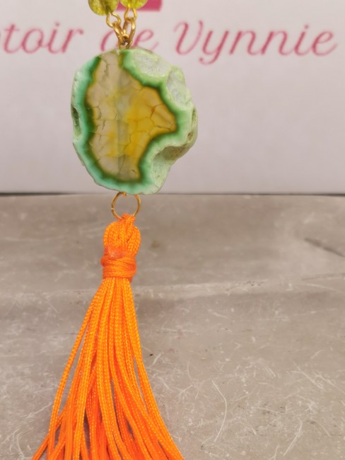 sautoir bohème pompon orange