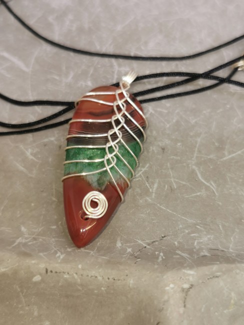 Pendentif pierre aluminium pendentif agate multicolore