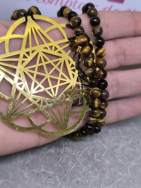 Collier énergétique haut de gamme monté à la main, idéal pour protection et ancrage. Bijou Géométrie Sacrée Plaqué Or – Création Artisanale Vynnie