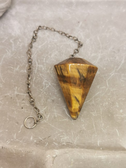 Pendule divination pendule oeil du tigre chaine acier