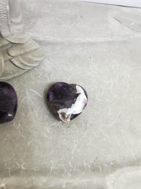 améthyste chevron coeur poli