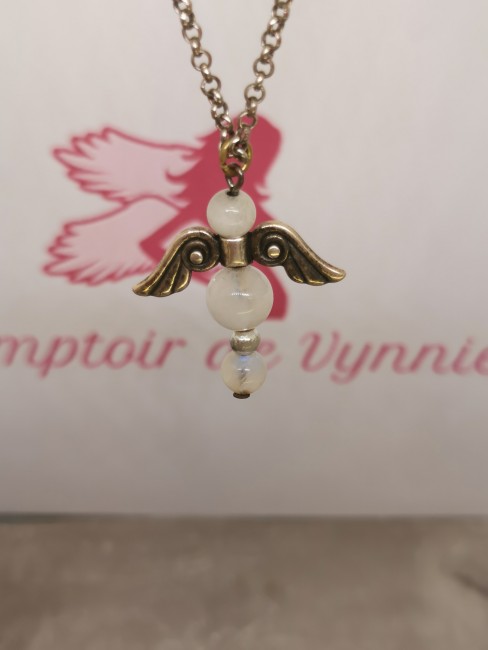 pendentif ailes ange pierre de lune