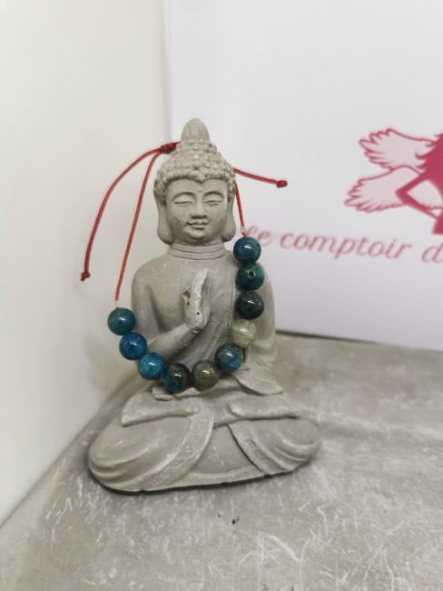 Bracelet 10 Perles Apatite 8 mm Bracelet perles apatite bleu vert ajustable