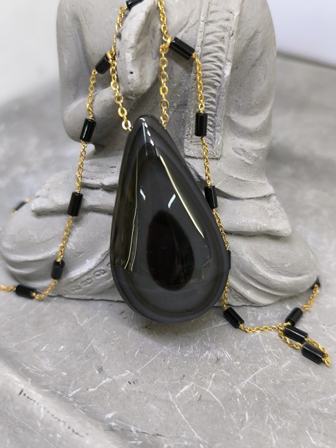 Bijou en obsidienne œil céleste naturelle Pendentif obsidienne œil céleste pierre naturelle
