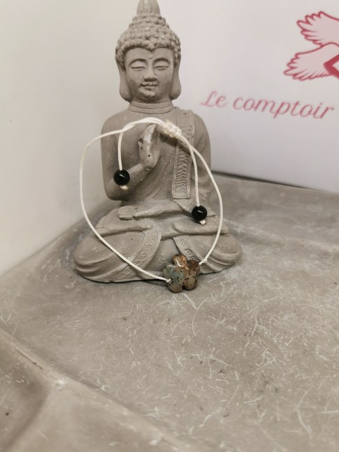 bracelet jaspe naturel marron gris bleu