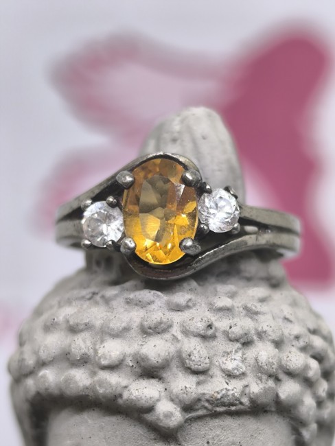 Bague argent citrine ovale facettée