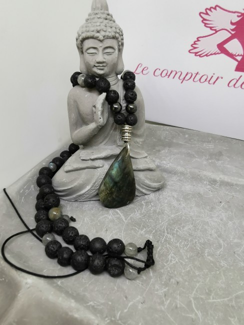 Collier ancrage collier labradorite pendentif naturel