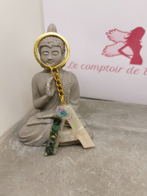 porte clé A pierre naturelle turquoise