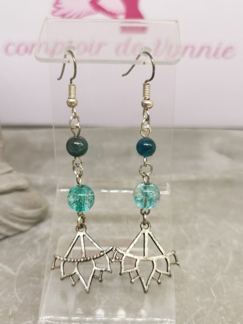 boucles oreilles apatite verre bleu lotus