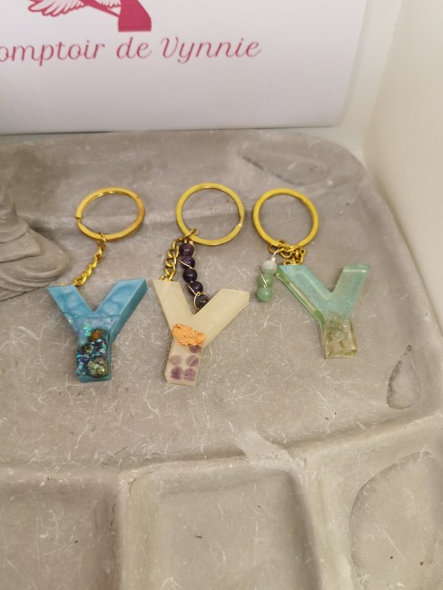 porte clé Y pierre naturelle turquoise