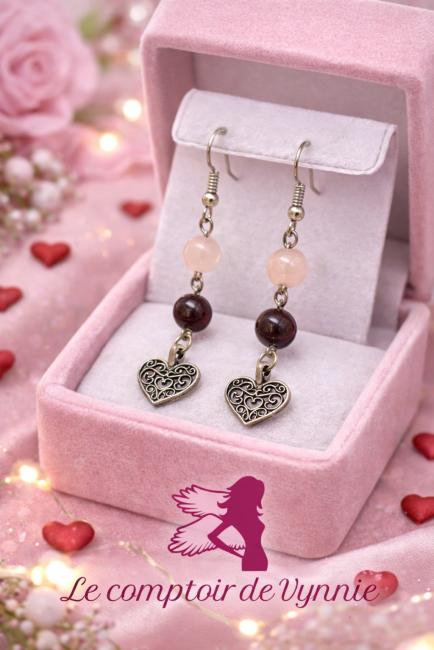 Quartz rose perles naturelles Bijoux pierres naturelles quartz rose grenat