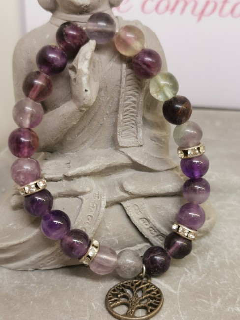 bracelet fluorine améthyste arbre de vie