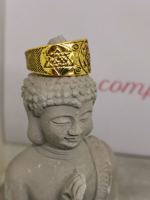 Anneau Fleur de Vie Ajustable Bague dorée fleur de vie ajustable