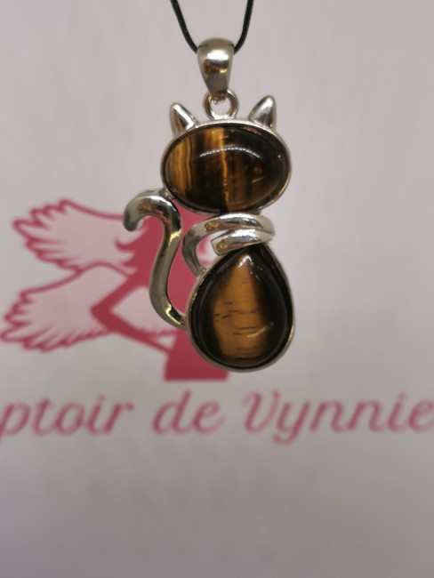 Collier protection collier cuir noir pendentif pierre