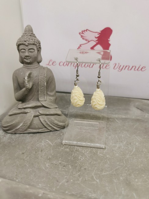 boucles pierre naturelle corail gorgone