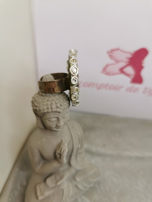 Bague acier inoxydable argent et vésuvite