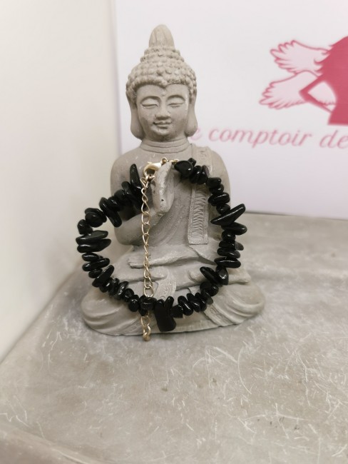 bracelet obsidienne noire chips