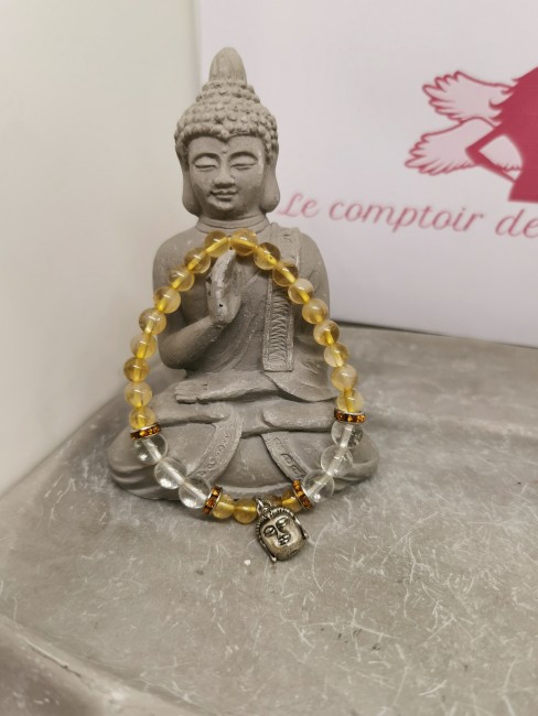 bracelet citrine cristal de roche lithothérapie