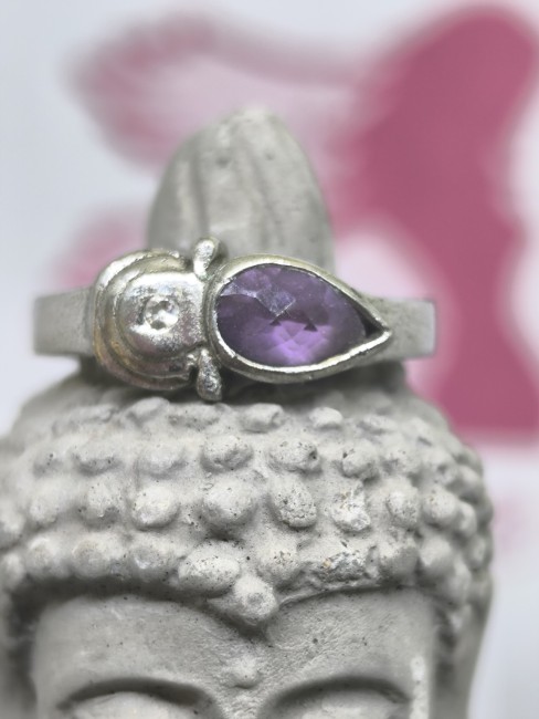 Bague améthyste naturelle argent 925