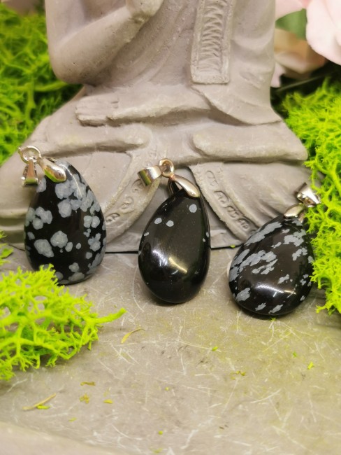 Pendentif en obsidienne neige naturelle pendentif obsidienne neige naturelle