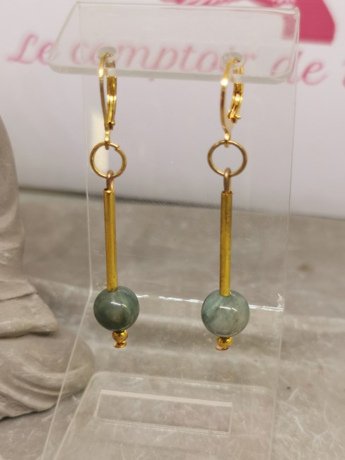 boucles émeraude pierre naturelle