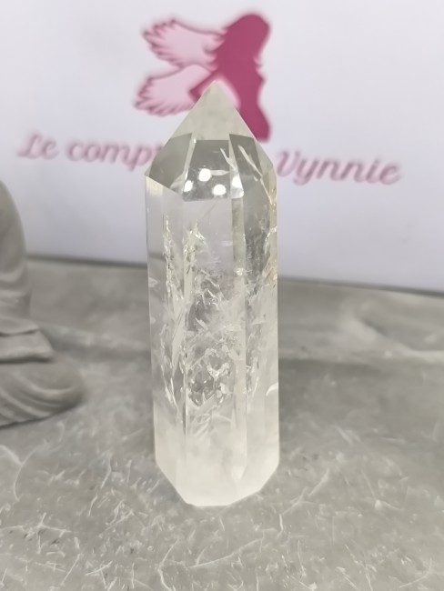 Obélisque cristal de roche avec âme de pierre