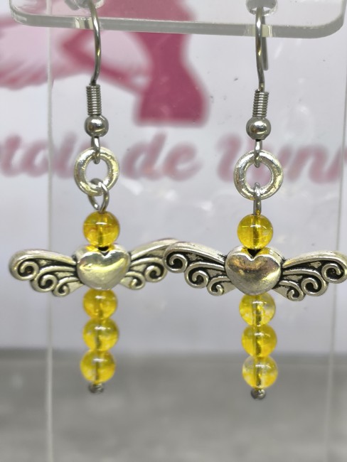 Boucles d’oreilles ange en citrine chauffée en zamak – création Le Comptoir de Vynnie Boucles d’oreilles ange en citrine chauffée en zamak – création Le Comptoir de Vynnie