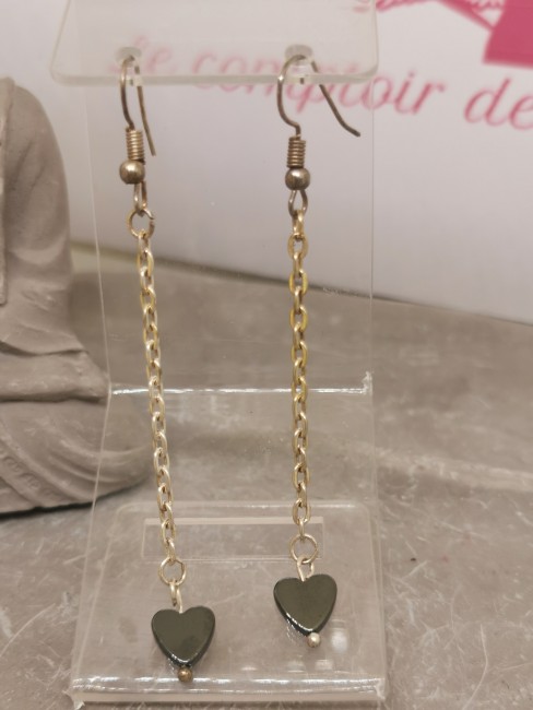 Boucles d’oreilles hématite boucles oreilles hematite coeur