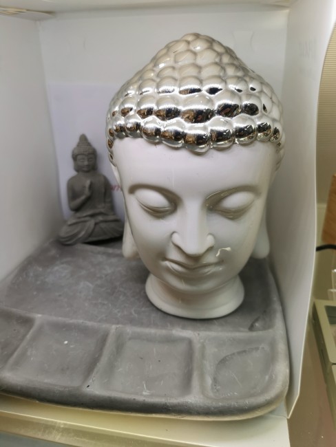 décoration zen tête de bouddha argent