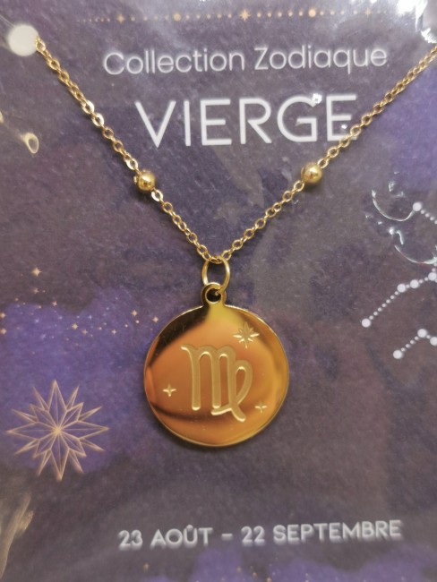 pendentif signe vierge doré
