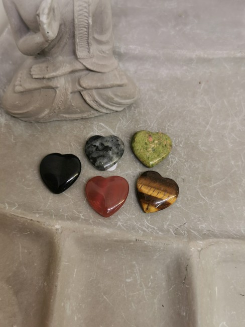 cœur labradorite cornaline obsidienne