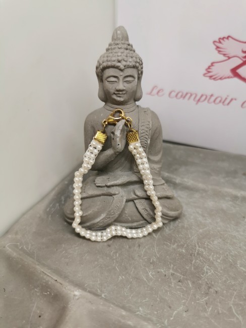 bracelet perles naturelles blanches 3mm