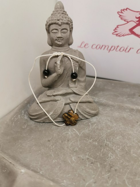 bracelet obsidienne noire et oeil du tigre