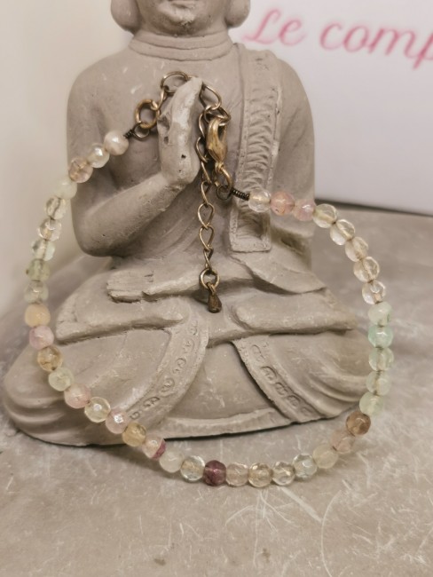 bracelet fluorine facettée 4mm argent réglable