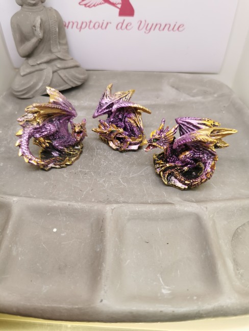 Figurine dragon violet et or