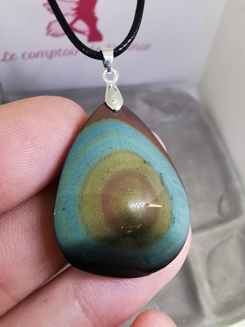 bijou obsidienne reflets bleutés dorés