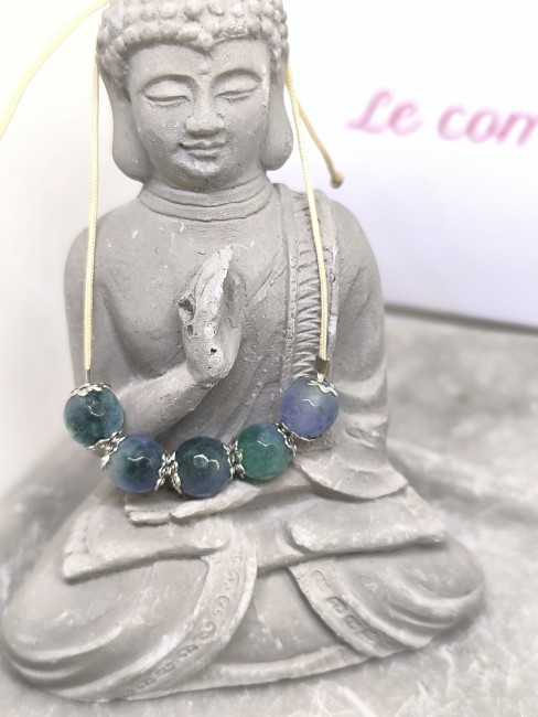 Bracelet tourmaline verte et rose