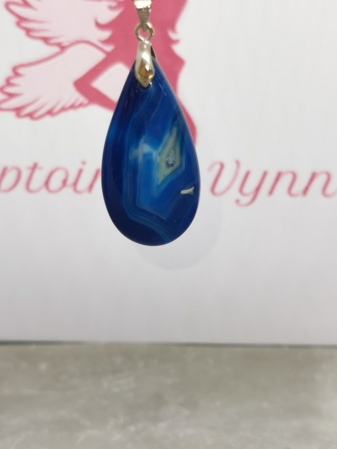 Pendentif goutte bleu pendentif pierre bleue agate