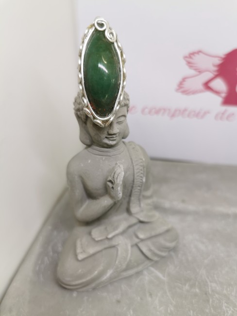 Bijou féminin en quartz aventurine vert favorisant apaisement et sérénité. Bague Artisanale Spirale Argent Aventurine