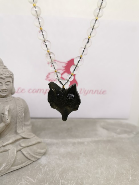 collier cristal de roche perles 8mm