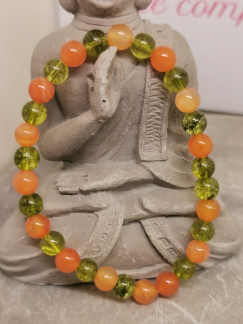 bracelet péridot et cornaline pierres naturelles