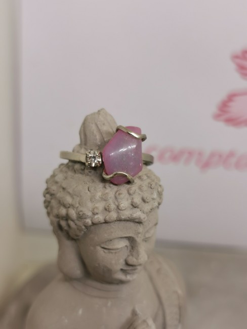 Bague femme agate teintée rose