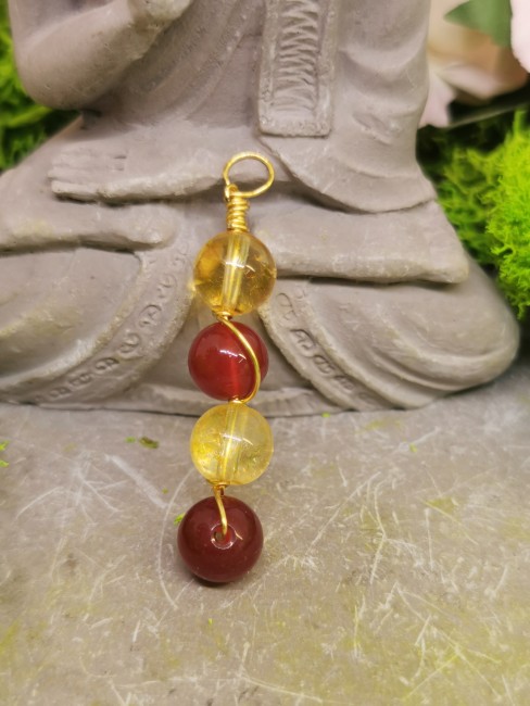 Pendentif Cornaline et Citrine pendentif douleurs de règles pierre naturelle