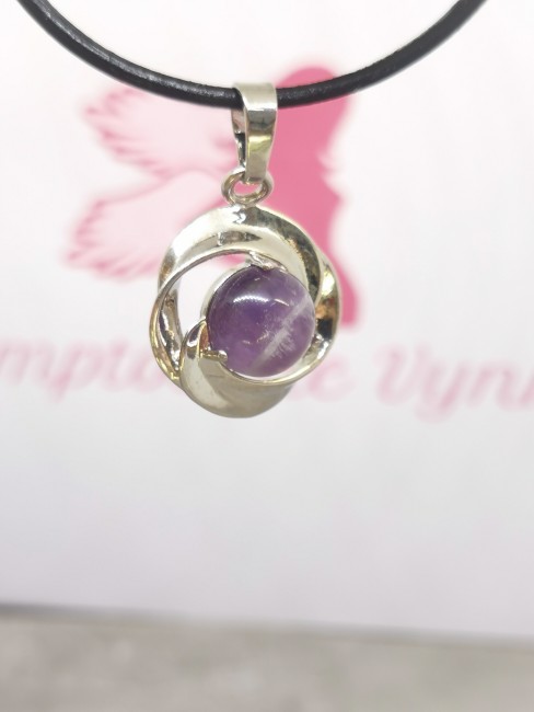 pendentif améthyste spirale acier