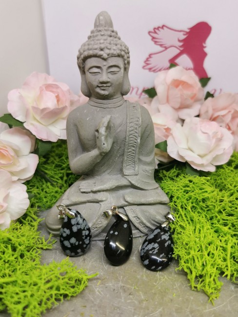 Bijou énergétique en obsidienne neige pendentif goutte obsidienne neige