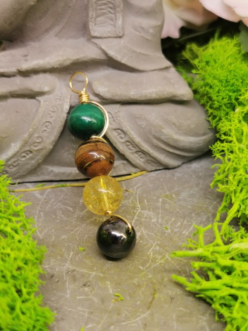 Pendentif Hématite Citrine Malachite pendentif hématite citrine malachite