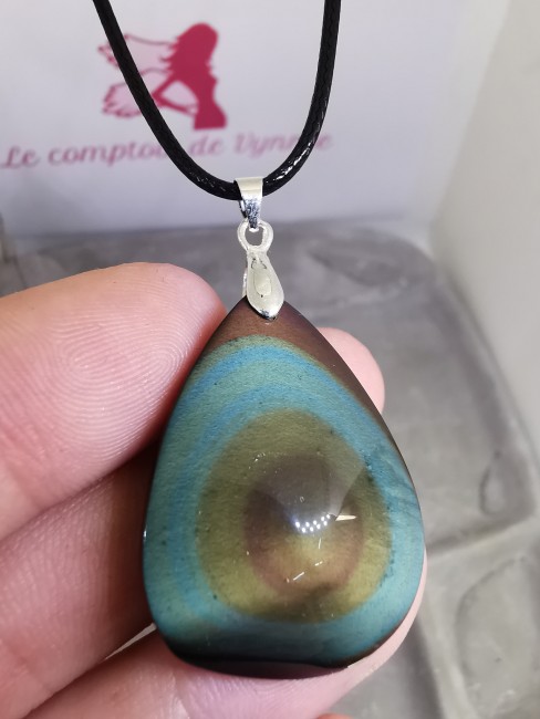 pendentif obsidienne arc en ciel naturelle